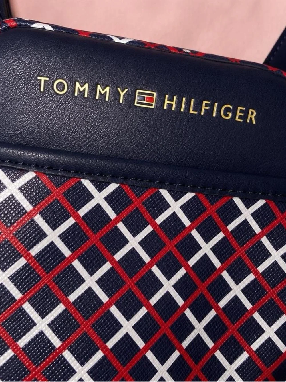 Tommy Hilfiger Navy Red Crosshatch Crossbody Bag